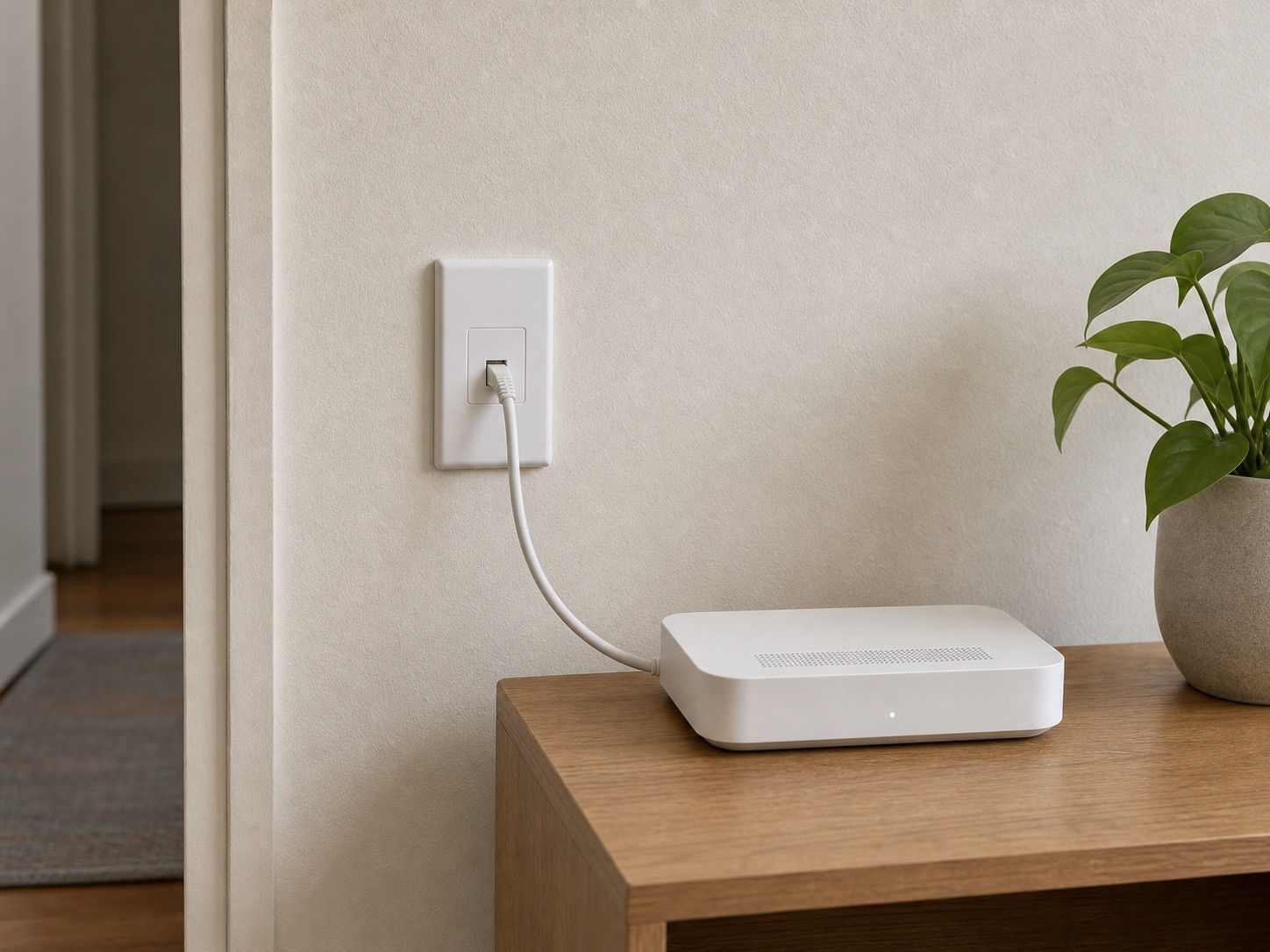 Fiber wall jack connected to an apartment Wi-Fi gateway